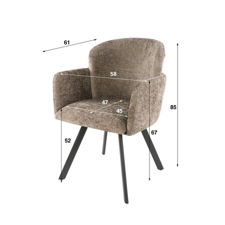 BelaLuz Modern chique eetkamerstoel Yara Hoven champagne