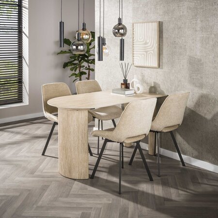 BelaLuz Modern Scandinavische eetkamerstoel Frey Jaroq zand