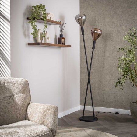 BelaLuz Modern design vloerlamp Talin 2-lichts zwart
