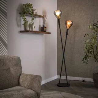 Vloerlamp Talin 2-lichts zwart
