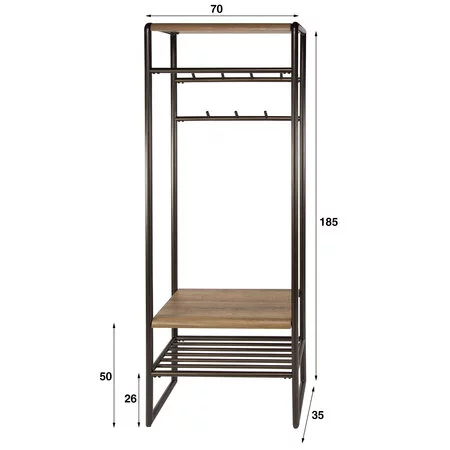 BelaLuz Landelijk moderne garderobemeubel Lema 70 cm drift brown