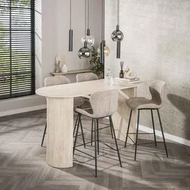 Bartafel Romano ovaal keramiek travertin 180 cm