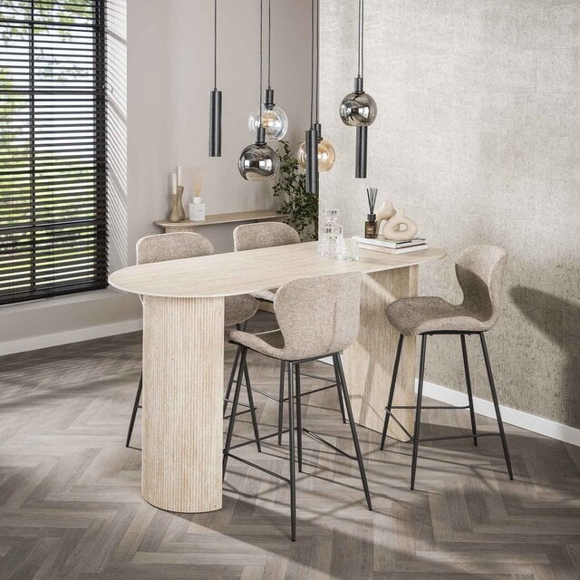 Bartafel Romano ovaal keramiek travertin 180 cm