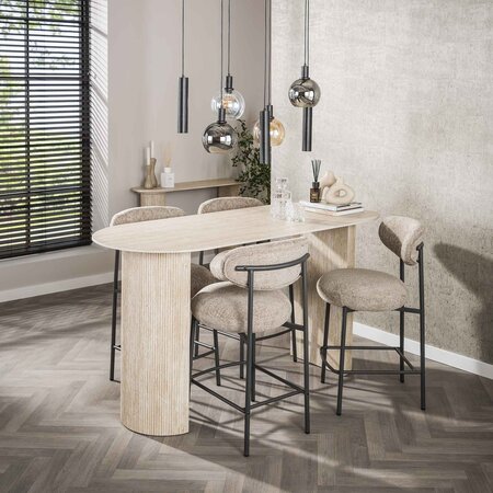 BelaLuz Modern Japandi bartafel Romano ovaal keramiek travertin 180 cm