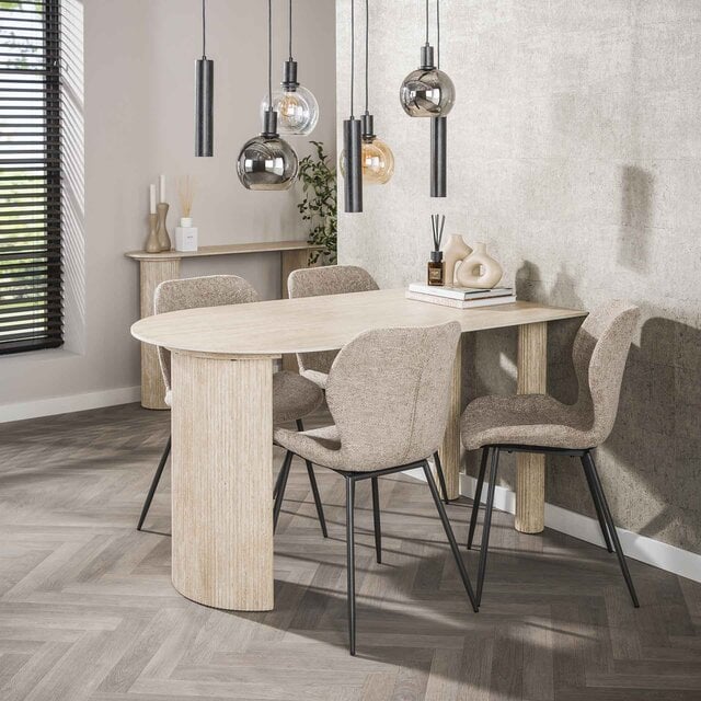 Eetkamertafel Romano 1-side keramiek travertin 140 cm