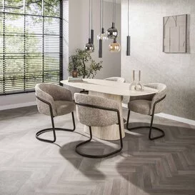 Eetkamertafel Romano deens ovaal keramiek travertin l 180 cm
