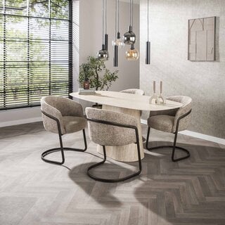 Eetkamertafel Romano deens ovaal keramiek travertin l 180 cm