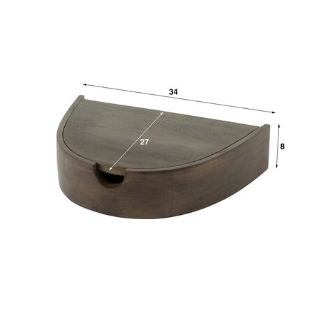 BelaLuz Modern landelijk nachtkastje Cove zwevend 1 lade 2-set massief acaciahout drift brown