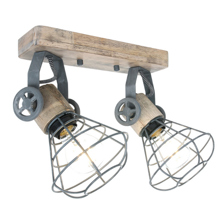 Anne Lighting Industriële opbouwspot Geurnesey 2-lichts grijs