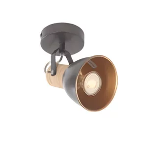 Opbouwspot Veleno 1-lichts zwart hout rond
