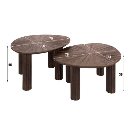 BelaLuz salontafel Maya 2 driehoekig set teakhout