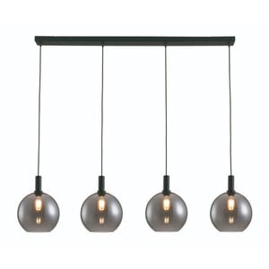 Freelight Moderne hanglamp Chandra 4-lichts zwart smoke glas