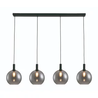 Hanglamp Chandra 4-lichts zwart smoke glas