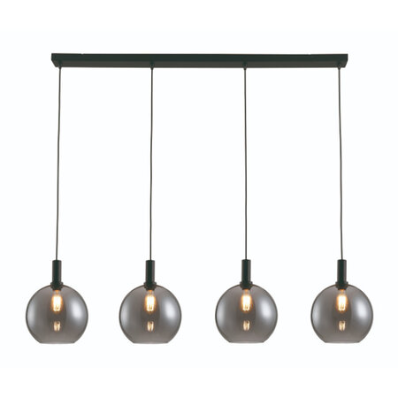 Freelight Moderne hanglamp Chandra 4-lichts zwart smoke glas