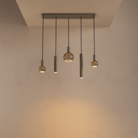 Ztahl Modern design hanglamp Riva 5-lichts quartz