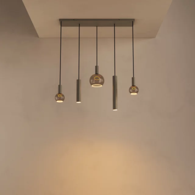 Hanglamp Riva 5-lichts quartz