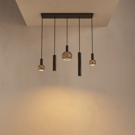 Ztahl Modern industriële hanglamp Riva 5-lichts platinum op balk