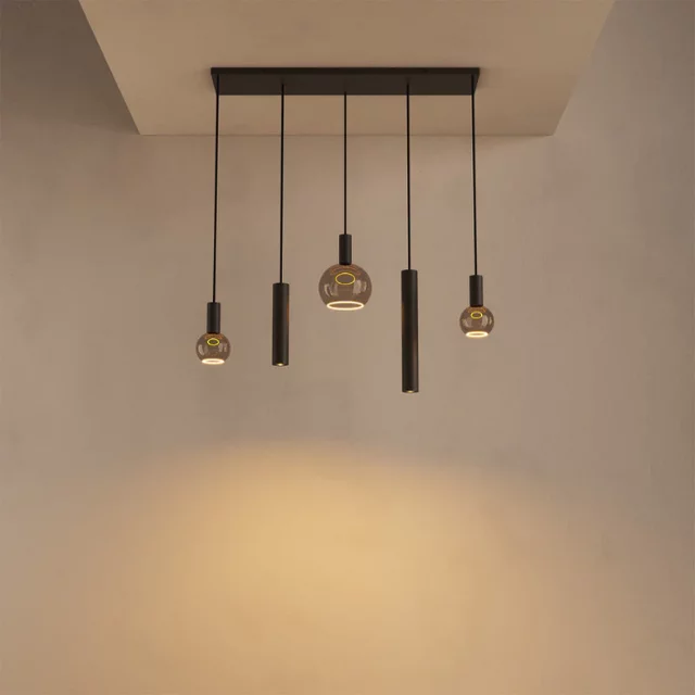 Hanglamp Riva 5 lichts Platinum