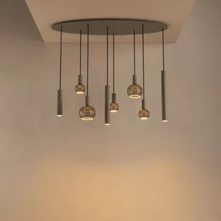 Hanglamp Riva 8-lichts ovaal quartz