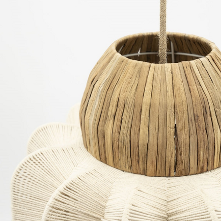 By-Boo Landelijke Ibiza stijl hanglamp Reb 1-lichts crème