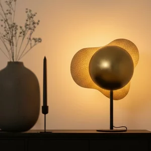 BelaLuz Moderne Industriële tafellamp Lylo 1-lichts antique brass