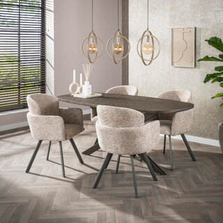 Eetkamertafel Veya brons liquid metal deens ovaal 180 cm