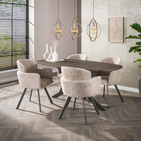 BelaLuz Modern industriële eetkamertafel Veya brons liquid metal Deens ovaal 180 cm