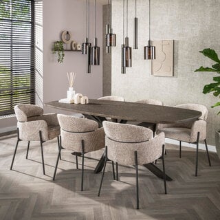 Eetkamertafel Veya brons liquid metal Deens ovaal 215 cm