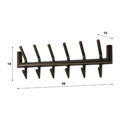 BelaLuz Industrial chique kapstok Tiyu 12 haken drift brown