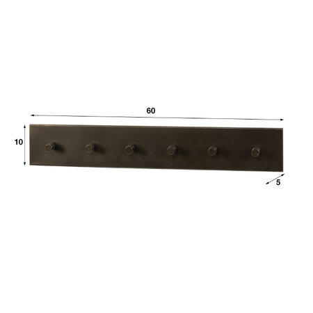 BelaLuz Modern industriële kapstok Brim 6 haken drift brown