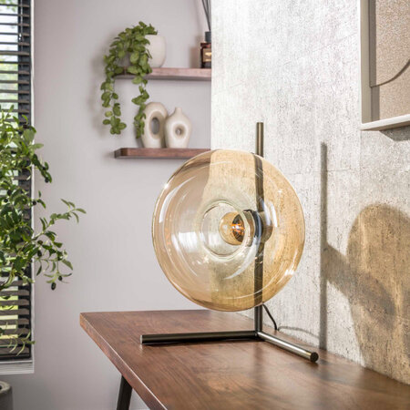 BelaLuz Moderne tafellamp Sorro 1-lichts amber glas