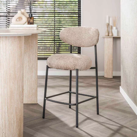 BelaLuz Modern Scandinavische barstoel Tissee Cargo zand