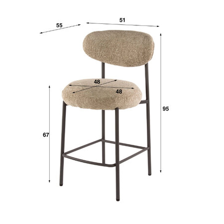 BelaLuz Modern Scandinavische barstoel Tissee Cargo zand