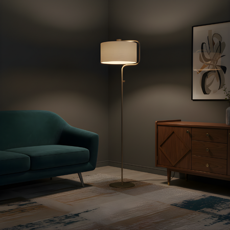 ETH Retro chique vloerlamp Jacqueline 1-lichts Anodic brown