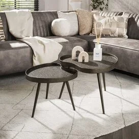 Salontafel Conco set van 2 niervormig brons liquid metal