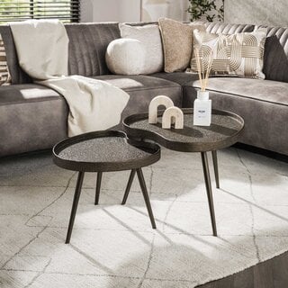 Salontafel Conco set van 2 niervormig brons liquid metal