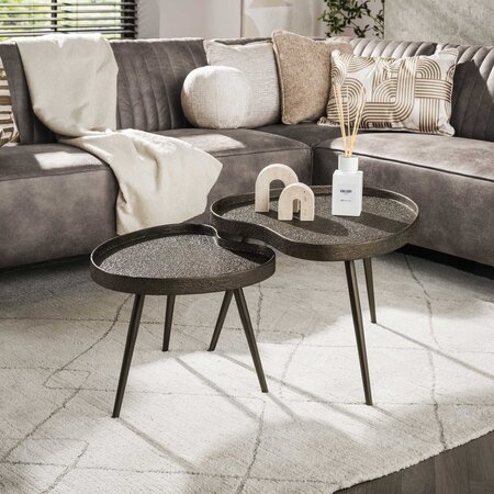 BelaLuz Industriële salontafel Conco set van 2 niervormig brons liquid metal