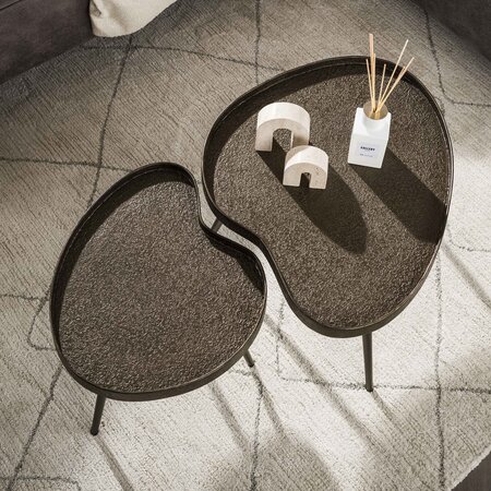 BelaLuz Industriële salontafel Conco set van 2 niervormig brons liquid metal