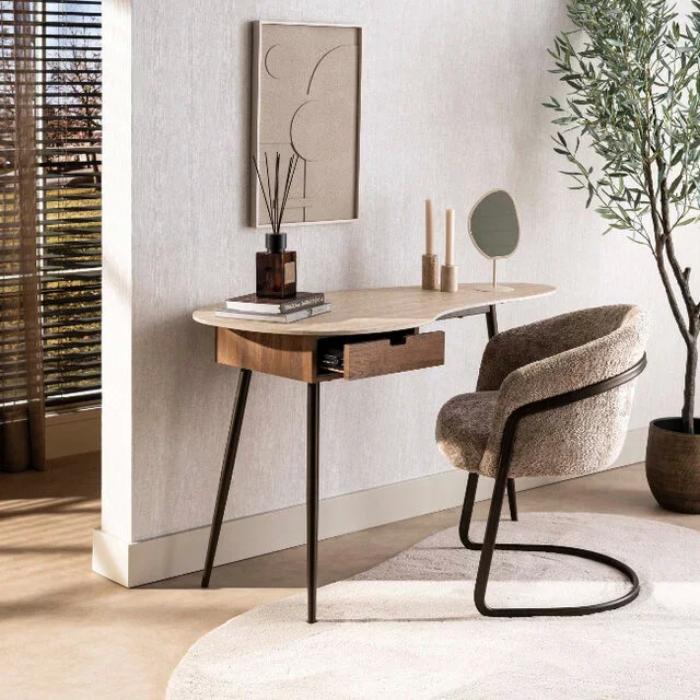 Kaptafel Tavero met 1 lade travertin