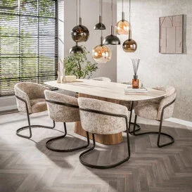 Eetkamertafel Romano Centro Deens ovaal travertin  215 cm
