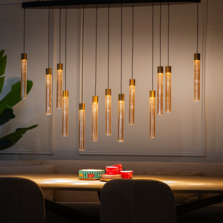 ETH Modern chique hanglamp Evelyn 13-lichts messing ovaal