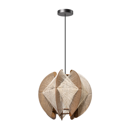 ETH Landelijke Japandi hanglamp Jessica 1-lichts small walnut