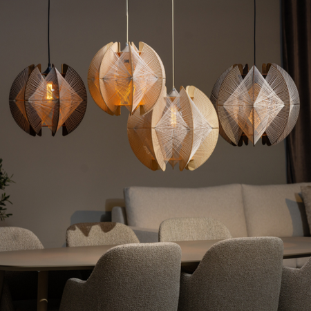ETH Landelijke Japandi hanglamp Jessica 1-lichts small walnut
