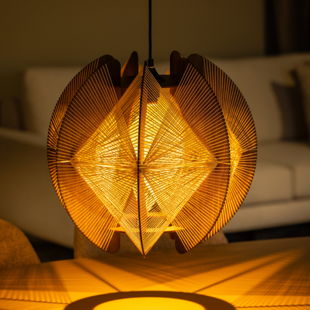 ETH Landelijke Japandi hanglamp Jessica 1-lichts small walnut