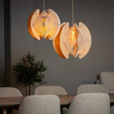 ETH Landelijk Japandi hanglamp Jessica 1-lichts oak
