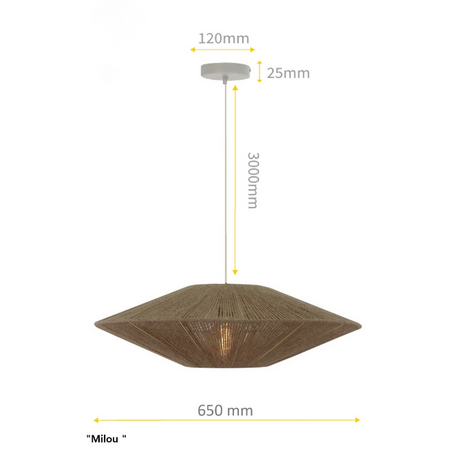 ETH Landelijke Ibiza stijl hanglamp Milou 1-lichts Ø65 cm
