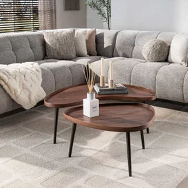 Salontafel Como set van 2 organisch drift brown