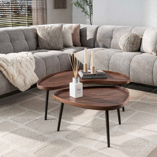 Salontafel Como set van 2 organisch drift brown
