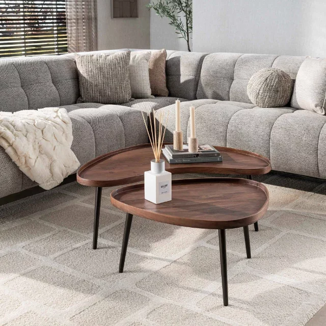 Salontafel Como set van 2 organisch drift brown