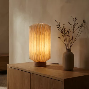 BelaLuz Landelijk Japandi tafellamp Luki 1-lichts Off White Ø22 cm